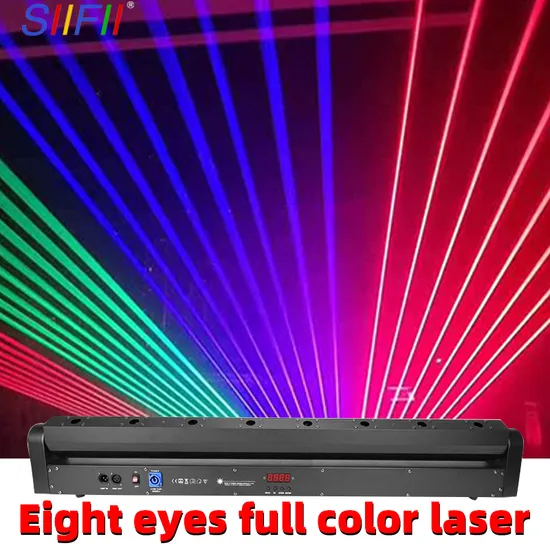 DJ Laser Light 8 Eyes 500MW Laser Red Green Blue Full Color Beam Moving Head Laser Light Disco Nightclub