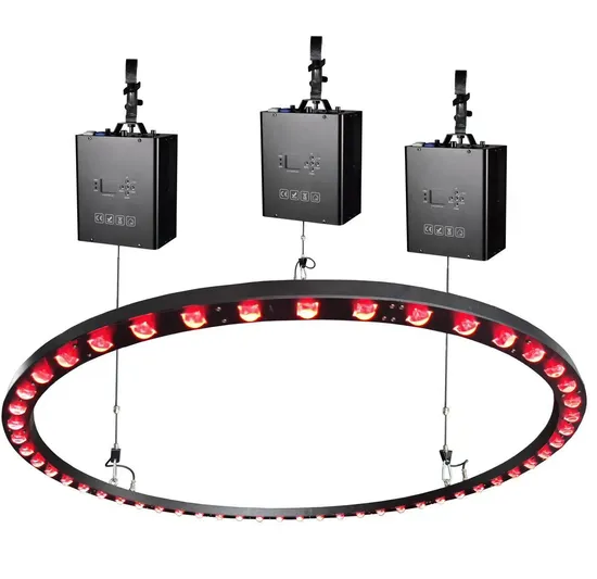 Kinetic Ring DMX Winch Stage Kinetic LED Lifting Beam LED Circle Ring Light for Nightclub Party Disco