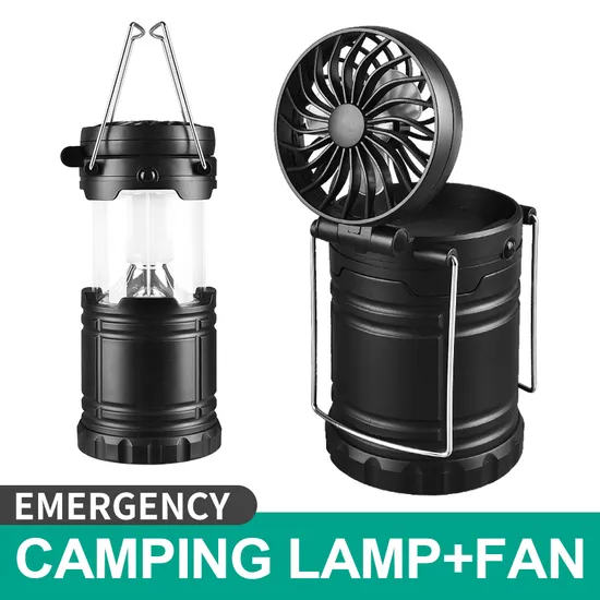 6 LEDs Portable Outdoor Powered by 3AA Batteries LED Multi-Functional Camping Lantern with Fan