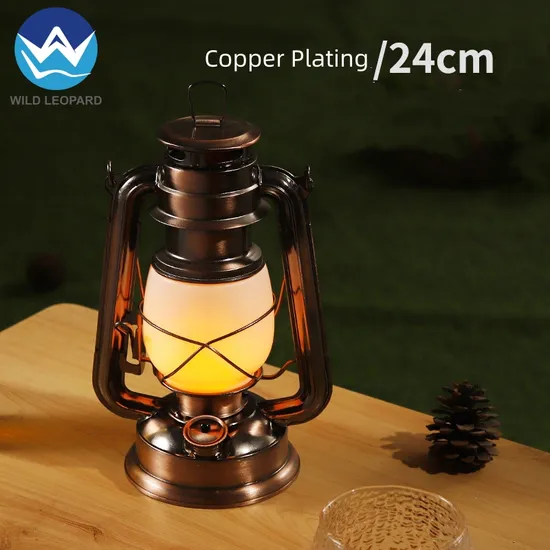 Height 24cm Outdoor Retro Lantern Outdoor Camping Lamp LED Rechargeable Bar Table Lamp Personality Clear Bar Table Lamp