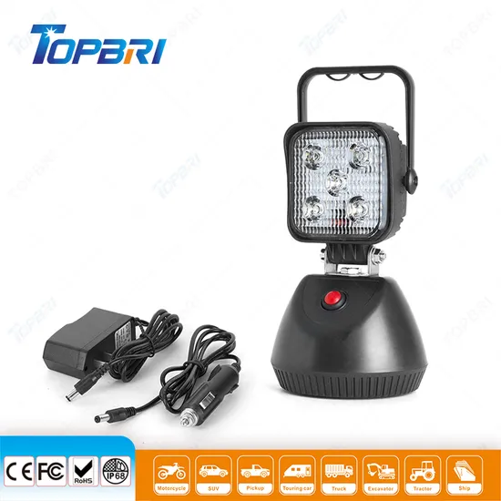 15W LED Head Flood Rechargeable Emergency Work Lamp for Car