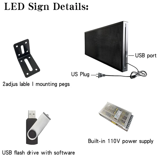 Medical Treatment P10 Sign Digital RGB Board Advertising Panel 101X 37cm Screen Module WiFi Control Banner Screen. 39X14inch
