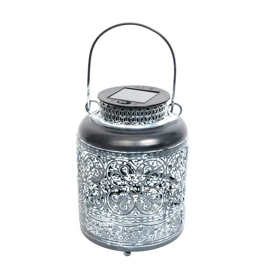 Wrought Iron Outdoor Metal Hanging Solar Lantern for Home and Garden Decoration