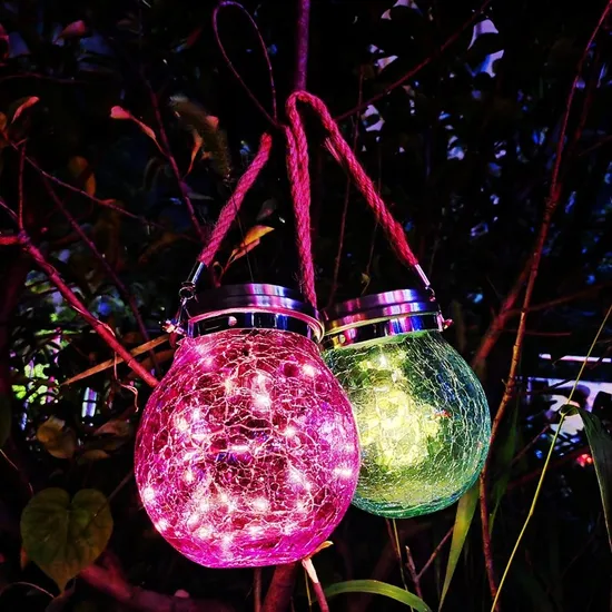 Colorful Ice Crack Ball Shape Christmas Festival LED Decoration Glass Lamp