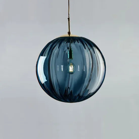 OEM Nordic Creative Blue LED Restaurant Bar Colored Chandie Glass Lantern