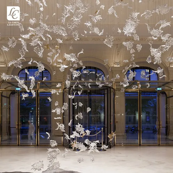 Hall Hotel Lobby Bespoke Custom Project Decoration Lighting for Glass LED Chandelier