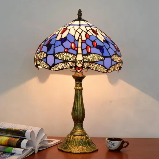 Tiffany Table Lamp 30cm Dragonfly Lampshape Alloy Base Table Lamp for Bedroom (WH-TTB-58)