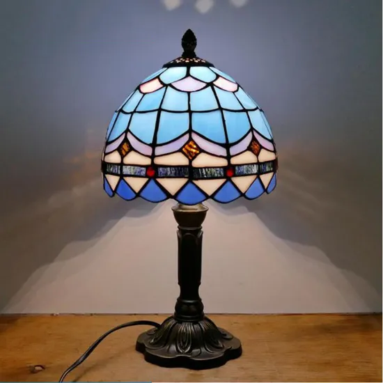 Tiffany Table Lamp 20cm Lamp Shape Resin Base E27 Bedroom Bedside Lamp (WH-TTB-25)