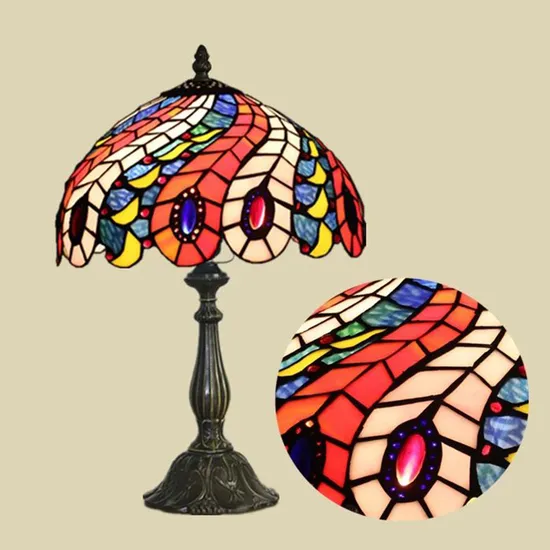 Tiffany Table Lamp E27 European Retro Creative Bedside Light Tiffany Lamp on The Table (WH-TTB-65)
