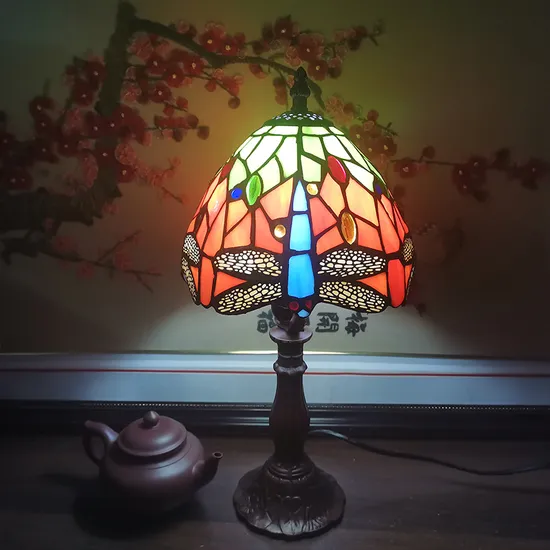 20cm Tiffany Table Lamp E27 AC85-265V Dragonfly Style Bedroom Bedside Lamp (WH-TTB-19)