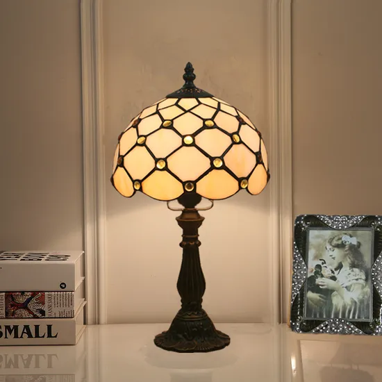 Tiffany Table Lamp 20cm Aolly Base E27 Bedroom Coffee Table Decor Lamp (WH-TTB-60)