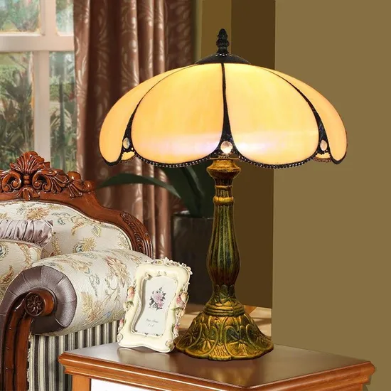 Tiffany Table Lamp American Simple Bedroom Bedside Light Retro Creative E27 Table Lamp (WH-TTB-34)