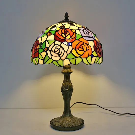 Tiffany Stained Glass Rose Lamp for European Wedding Decoration
