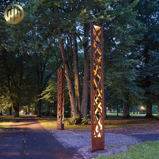 Rusty Garden Outdoor Corten Steel Metal Decoration Practical Light