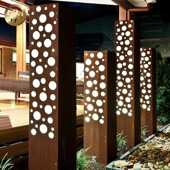 Rusty Outdoor Corten Steel Rectangular Metal Decoration Garden Light Cover