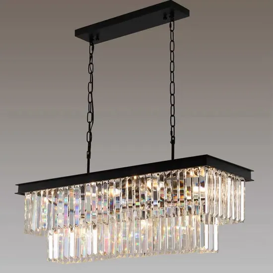 Modern Odeon Rectangular Chandelier with Stunning Crystal Design