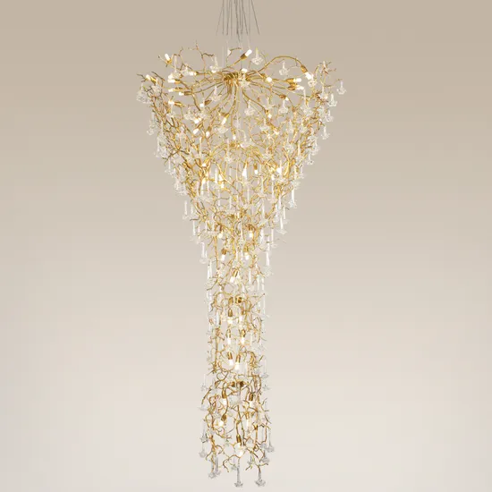 Custom Copper Branch Crystal Chandelier Hotel Villa Project Interior Decoration Fixtures Lighting
