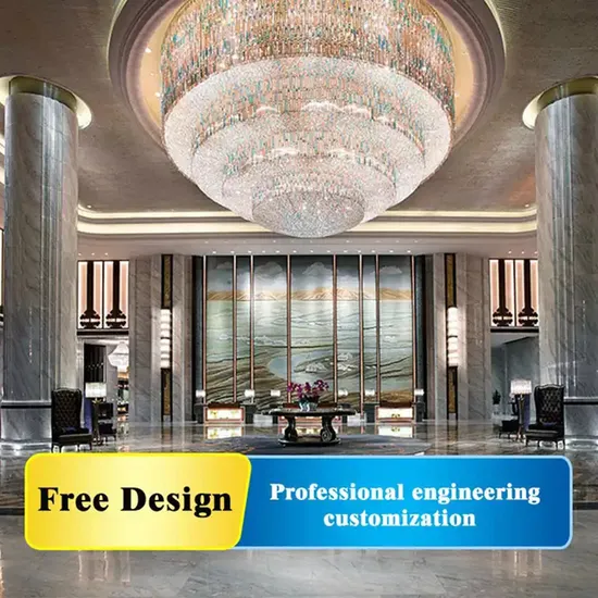 Elegant High Ceiling Chandelier with Crystal Pendants for Stairwells