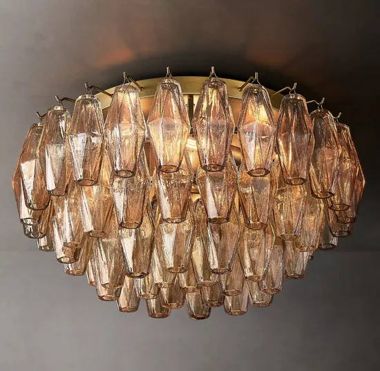 Restoration Hardware Pendant Lamp Chandelier Chiara Glass Flushmount Ceiling Light