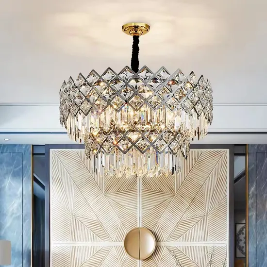 Elegant Large Crystal Chandelier for Home and Restaurant Lighting
