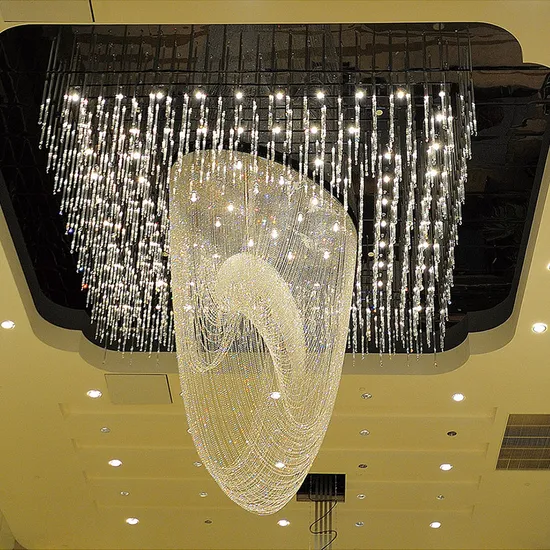 Custom Long Stone Indoor Decoration Glass Luxury Villa Staircase Hotel Modern Chandelier Pendant Light