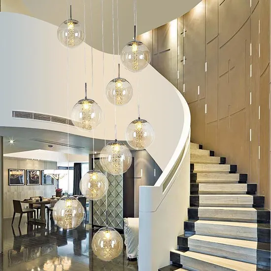 Post-Modern Creative Fashion Smoky Glass Pendant Light LED Luxury LED Chandelier for Stair Living Room Lt021