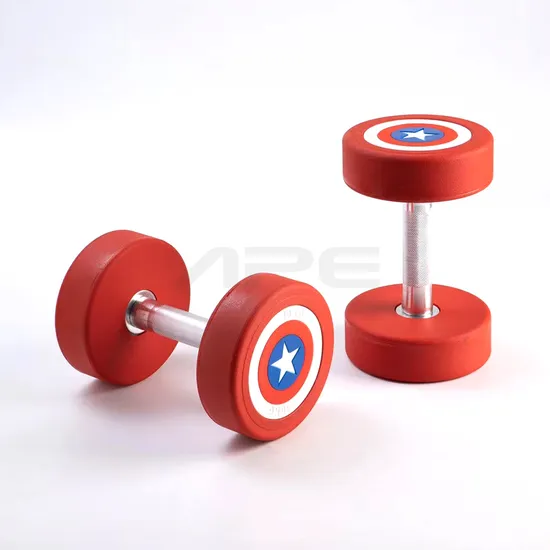 America Captain Dumbbell Wholesale PU Round Head Dumbbell for Gym Weightlifting
