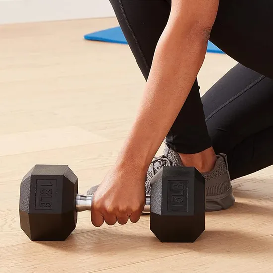 Pair of 15 Pound Rubber-Coated Hexagonal Dumbbells Free Shipping to Mexico City