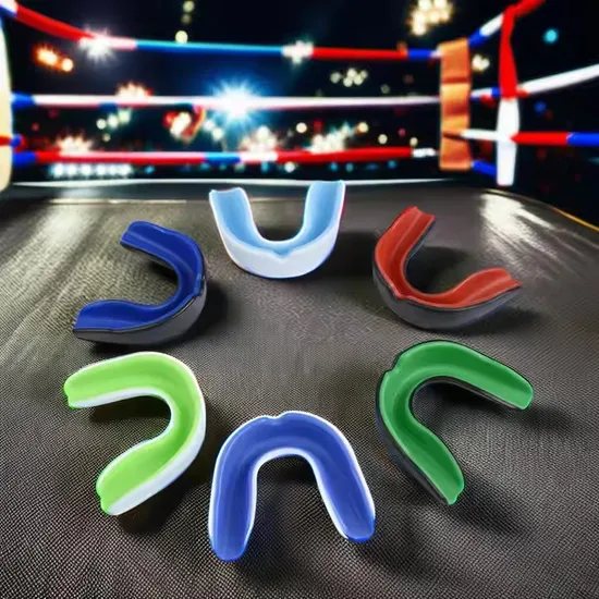 Custom Logo Multi Colors Universal Lightweight Washable EVA Football Sport Training MMA Teeth Grinding Mouth Guard Protector Set
