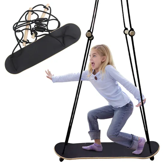 Outdoor Toys Games Kids Wooden Stand up Surfing Skateboard Swing