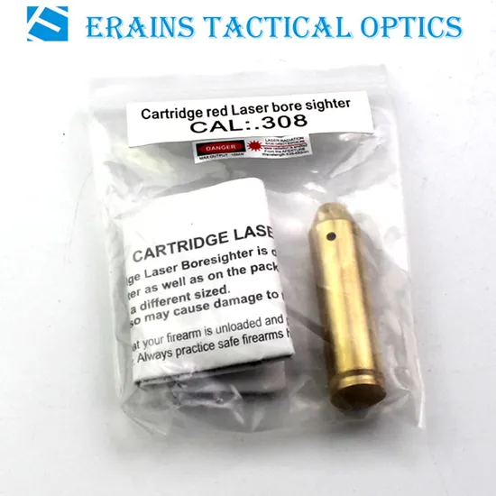 Erains Tac Optics Gold Full Brass Cal: . 308 Cartridge Red Laser Pointer Bore Sighter (-09)