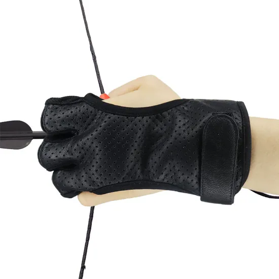 Leather Three Finger Protector Shooting Hunting Sports Training Arrow Bow Archery Gloves