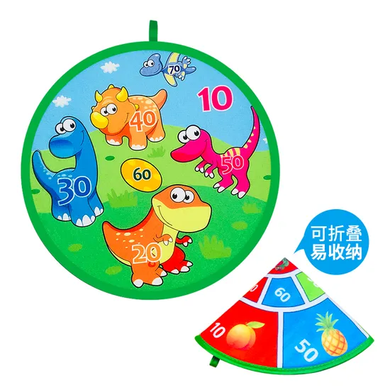 OEM & ODM Soft Bull Scores Aim Shooting Fabric Dart Board with 8 Sticky Balls (dinosaur)
