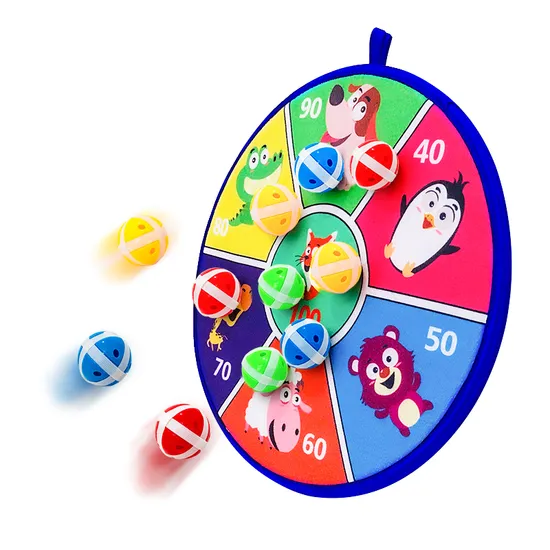 OEM & ODM Soft Bull Scores Aim Shooting Fabric Dart Board with 8 Sticky Balls (Fruits)
