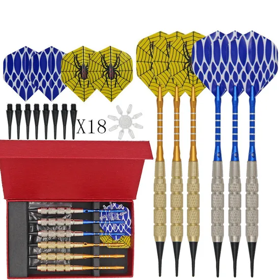 6PCS Steel Metal Dart Tip Sets Shaft Dart with Flight