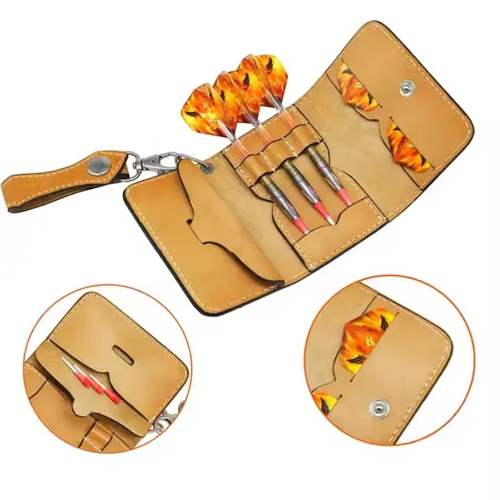 Bcsports Quality Genuine Leather Dart Case for Dart Set and Accessories