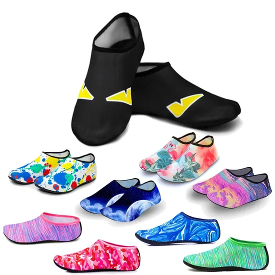 Custom Logo Men Women Kids Water Sport Beach Swimming Socks Thin Multi Prints Anti Slip Fitness Yoga Dance Swim Surf Diving Underwater Shoes Sneaker
