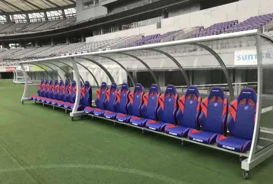 Outdoor Aluminum Team Shelter Player Seating Substitute Bench Used for Football Court