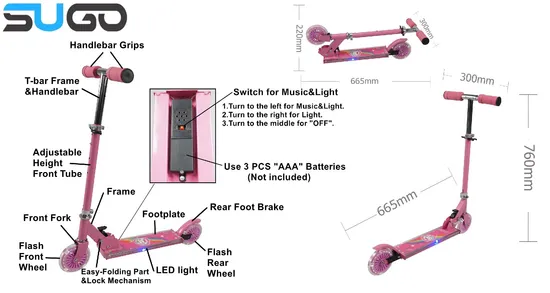 Cheap Price Funny Toys Music LED Light Kids Scooter