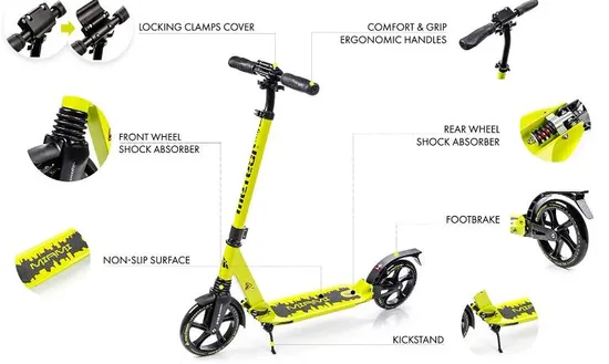 Black Folding Scooters for Teenagers and E Scooters for Adult Gas Scooter