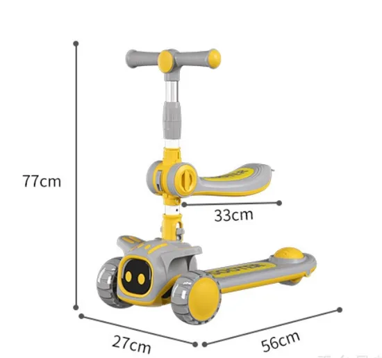 Hot Sale Three - Wheel Flash Folding Foot Kids Scooter