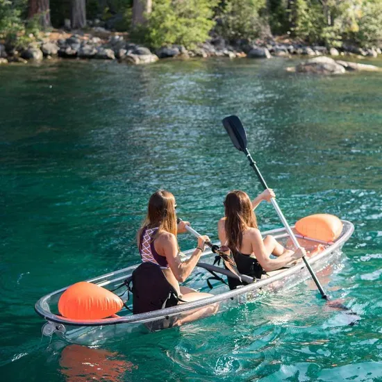 Popular Fiberglass Transparent Kayak with Poly Carbonate Kayak Single/Double Kayak