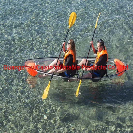 Igh Quality CE Certificate Plastic Transparent Clear Tandem Canoe Kayak
