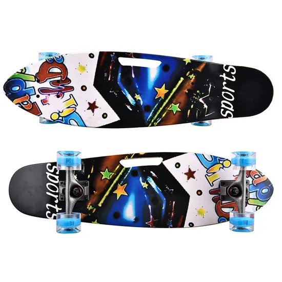 27inch Flash Skateboard with Handle and LED Flash Wheel