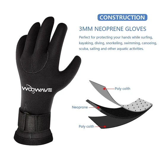 Waterproof 3mm Five Finger Watersports Snorkeling Canoe Custom Neoprene Diving Gloves