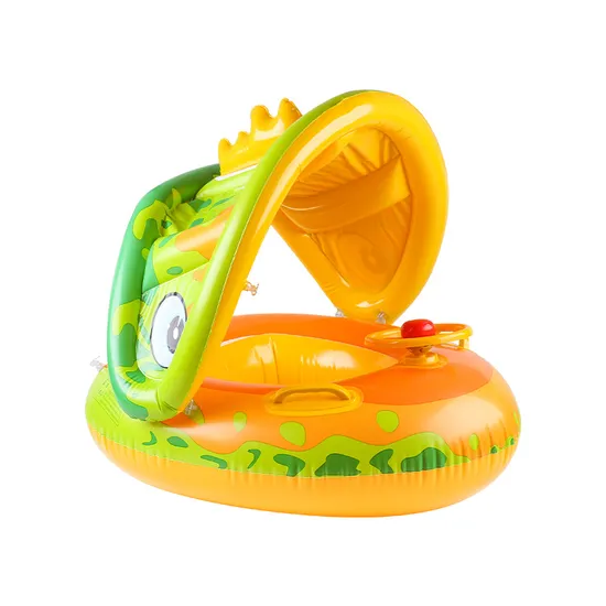 Hot Sale Cartoon Baby Set Summer Water Sports Toddler Swimming Float Baby Pool Float with Canopy Inflatable Swim Ring