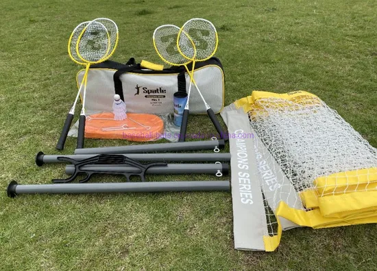 Badminton Racket Set with Rackets/Shuttlecocks/Net/Volleyball/Pump for Family Fun