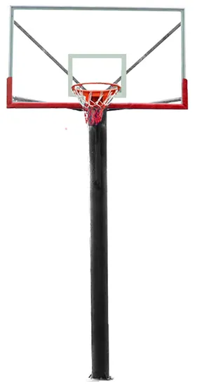72 in Ground Basketball Hoop Circular Post Goal/Stand Standard Tempered Glass Backboard Indoor/Outdoor High-Quality Materials
