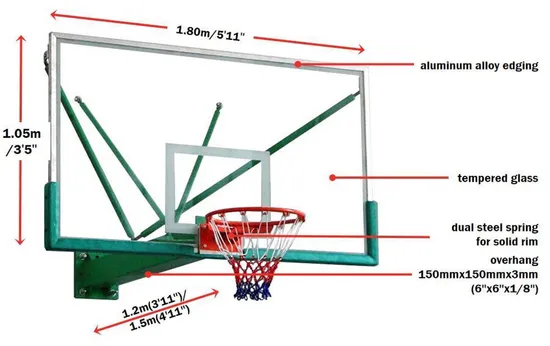 Multiple Models Wall Mount Basketball Hoop / Goal / System / Stand Standard with Tempered Glass Backboard