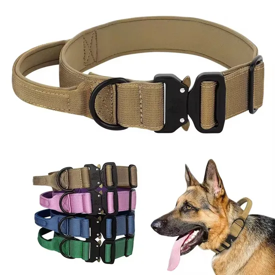 Luxury Adjustable Hunting Dog Collar Product Nylon Heavy Large Retractable Pet Horse Collar Tactical Remote Dog Training Collar with Strong Hardware Buckle
